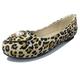 Gicoiz Office Flats Womens Work Comfy Round Toe Dolly Shoes Closed Toe Loafers Work Lovely Ballet Casual Girls Shoes Leopard-Yellow Size 1-33