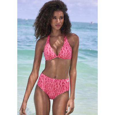 Bügel-Bikini-Top ELBSAND "Letra", Damen, Gr. 42, Cup E, orange (koralle), Recycling-Polyamid, bedruckt, Bikini-Oberteile, mit tollem Wording Image