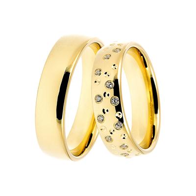 Trauring DOOSTI "Schmuck Geschenk Silber 925 Trauring Ehering Partnerring LIEBE" Gr. 60, gold (gelbgoldfarben, kristallweiß), Fingerringe, 60,mit Zirkonia, Silber 925 (Sterlingsilber), 5,5mm, Made in Germany - wahlweise mit oder ohne Zirkonia Image