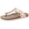 Zehentrenner TOM TAILOR "Greta", Damen, Gr. 39, rosa (rosegold), Lederimitat, metallic, casual, Schuhe Zehentrenner, Sommerschuh, Dianette, Schlappen mit T-Logo-Niete