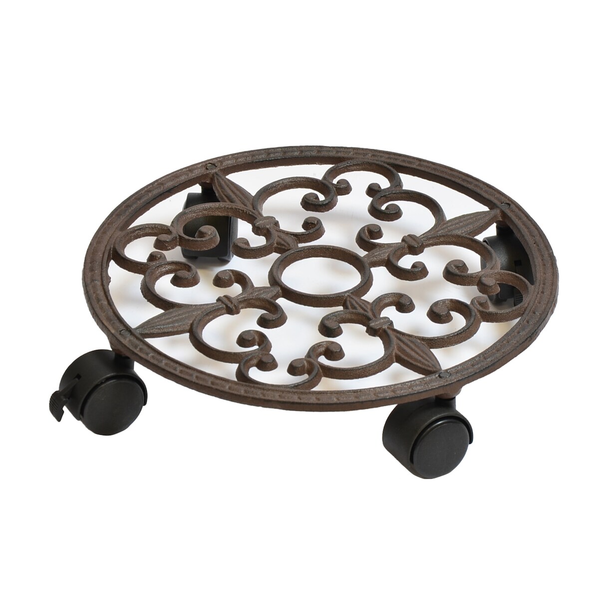 B&S Pflanzenroller Antik Shabby Rost Look Ø 27 cm Rund massiv Gusseisen Image