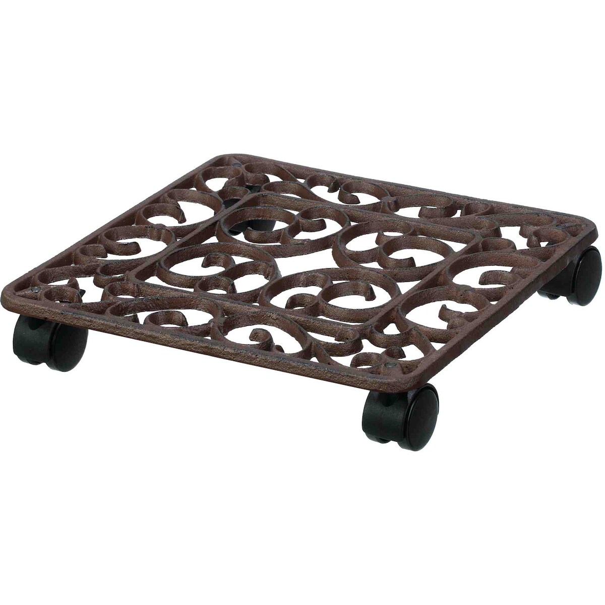 B&S Pflanzenroller Antik Shabby Rost Look 32 x 32 cm Eckig massivem Gusseisen Image