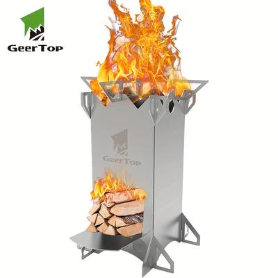 TEMU Outdoor Rocket Stove - Uncharged, Stainless Steel, Geertop, No Magnesium Rod/flint