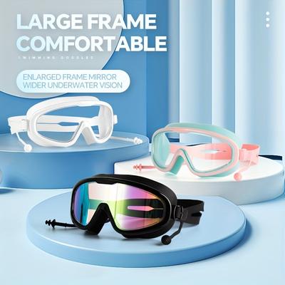 Large Frame Swimming Goggles With Earplugs, Waterp...