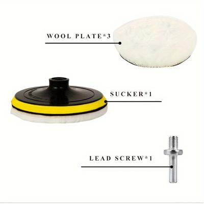 5pcs Car Polishing Kit - 3'' Buffing Wheel Pad, M10 Drill Connector, Waxing & Paint Care For Auto Styling