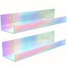2pcs Iridescent Shelves, 15'' Rainbow Shelf, Cute Floating Shelves For Wall For Iridescent Home Decor, Kitchen, Bathroom