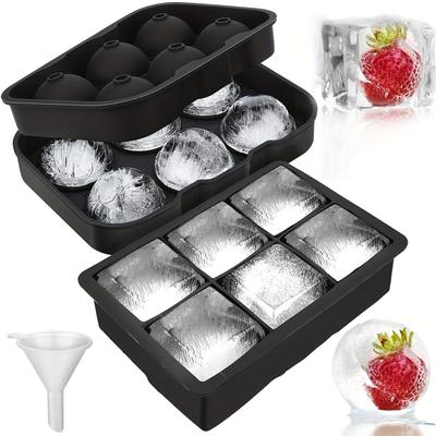 Ice Cube Tray (set Of 2), Silicone Ball Ice Cube Maker With Lid And Large Square Ice Cube Mold For Whiskey Ice And Cocktail, Food Grade Silicone, Reusable And Bpa Free Funnel Delivery