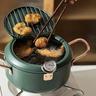 1pc Japanese Tempura Deep Fryer With Fahrenheit Thermometer, Non-stick Carbon Steel Deep Fryer For Tempura/chicken/fish/shrimp, Easy To Clean, Green Large Tempura Flat Bottom Pan