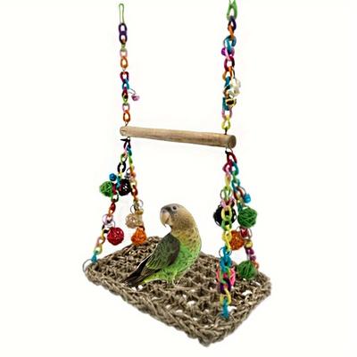 Bird Swing And Climbing Hammock - Perfect Chewing Toy And Perch Stand For Lovebirds, Cockatiels, Budgies, Conure Parrotlets, And Parakeets