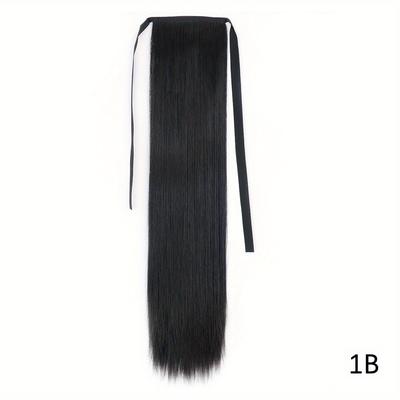 Long Straight Drawstring Ponytail Extensions With Ties Natural Looking Synthetic Fiber Ponytail Extensions For Women Girls Hair Accessories