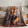 1pc Comfortable And Soft Tiger Blanket, Flannel Blanket, Suitable For All Seasons, Suitable Blanket For Office, Bed And Travel, Suitable For Men, Women, Elderly, Perfect Gift