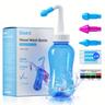Nasal Rinse Bottle, Pressure Rinse Nasal Passages Smooth Breathing 300ml Free Sinus Rinse Relieves Nasal Congestion With 30 Packs Of Nasal Rinse Salts And Sticker Thermometer