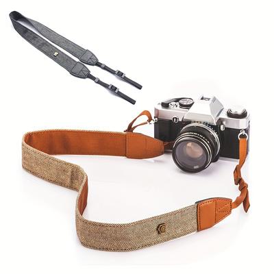 1pc Cotton And Pu Faux Leather Camera Strap Slr Ca...