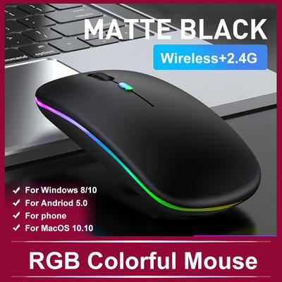 Rechargeable Wireless Mouse For Computer Pc Laptop Tablet With Rgb Backlight Mice Ergonomic Rechargeable Usb Mouse Gamer Gift For Birthday/easter/boy/girlfriend