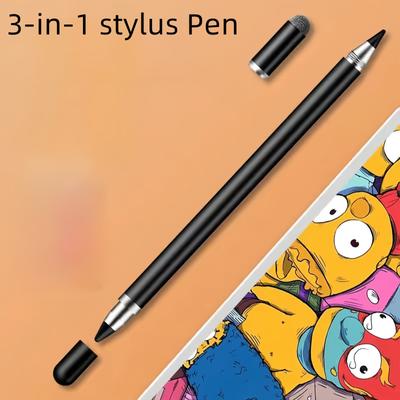 TEMU 3 In 1 Stylus Pen, High Sensitivity Disc & Fiber Tip For , , Android & Tablets Multifunctional Touchscreen Pen Black/white