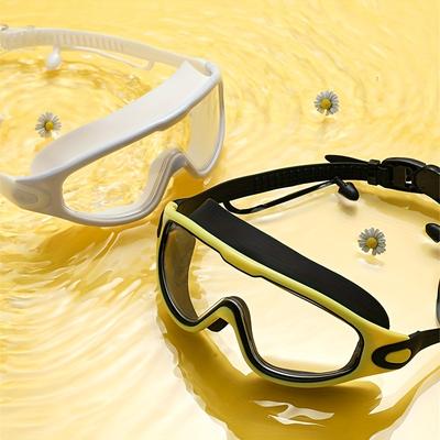 Large Frame Silicone Swim Goggles, Anti-fog Waterp...