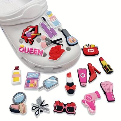 20pcs Makeup Series Kawaii Cartoon Shoes Charms For Clogs Sandals Decoration, Shoes Diy Accessories