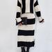 Stripe Pattern Knitted Two-piece Skirt Set, Crew Neck Long Sleeve Sweater & Midi Skirt Outfits, Women's Clothing