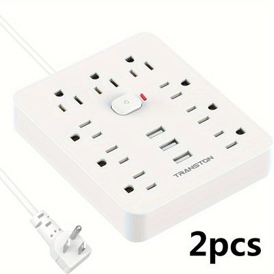 9 Outlets + 3 Usb Ports, Fireproof Protector Power...