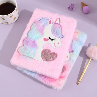 TEMU Cute Stuffed Animal Soft Notebook Plush Diary For Girls Teens Fuzzy Journal Writing Pad A5 Lined 160 Pages Image