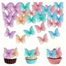 Set/48pcs, New Glutinous Rice Butterfly Powder Pink Edible Cake Decoration Cold Plate With Glutinous Rice Paper Watercolor Butterfly Cake Decoration