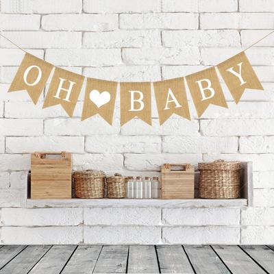TEMU 1pc Jute Triangle Flag For First Year Party Decoration, Birthday Party Flag, Gender Revealing Party Decoration, Party Decoration Flag, Baptist Party Decoration
