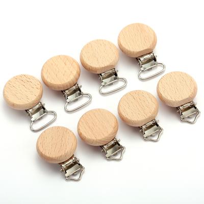 10pcs Beech Wooden Pacifier Clips, Pacifier Chain Anti-drop Clips, 30mm Wooden Clips