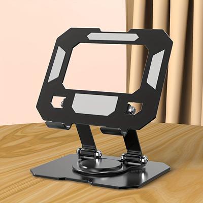 TEMU Adjustable & Foldable Carbon Steel Tablet Stand - Desktop Rotating Holder For Ipad, Phones, And Small Devices, Multi-angle Viewing, Sleek , Tablet Holder Stand Image