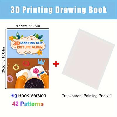 TEMU 42 Patterns New 3d Drawing Book, 3d Printing Pen Picture Album For Birthday Holiday Christmas Gift, Copy Painting Stencil With Transparent Painting Pad