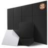 12pcs Black Square Self-adhesive Acoustic Panels, 12'' X 12'' X 0.4'' High Density Beveled Sound Panels, Sound Proof Foam Panels For Home & Office