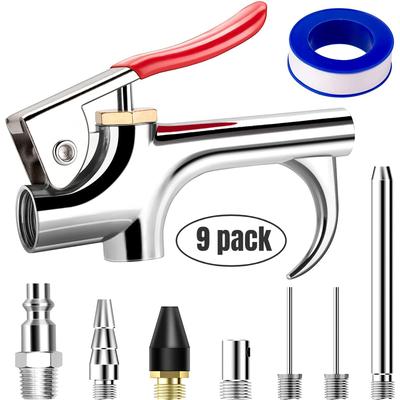 TEMU 9pcs 2- Air Nozzle Blow Sets, Air Nozzle Kit With 1/4 Inches Standard And 4 Air Nozzles, Air Compressor Accessories For Air And Dedusting