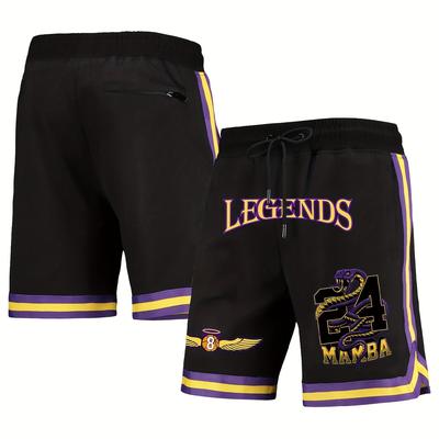 Men's Legend Mamba 8# 24# Snake Pattern Breathable Basketball Shorts, Retro Embroidery Work, Suitable For Basketball Training And Competition