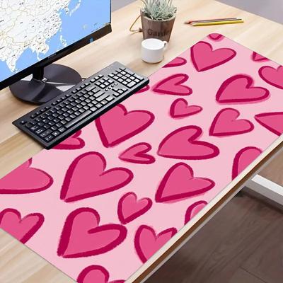 Cute Pink Heart Desk Mat Desk Pad Large Gaming Mouse Pad E-sports Office Keyboard Pad Computer Mouse Non-slip Computer Mat Gift For Teen/boyfriend/girlfriend