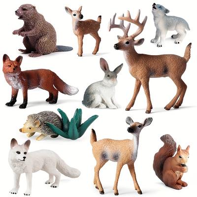 10pcs Forest Animals Figures Miniature Woodland An...