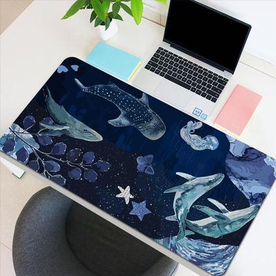 Cartoon Dark Sea Whale Large Gaming Mousepad Computer Hd Keyboard Pad Mouse Mat Desk Mats Natural Rubber Anti-slip Office Mouse Pad Desk Accessories