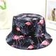 1pc Retro Flamingo With Leaf Pattern Print Bucket Hat, Spring Summer Casual Unisex Reversible Bucket Hat