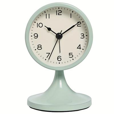1pc Nordic Metal Round Alarm Clock, Vintage Creative Silent Table Clock, Student Bedside Nightlight Clock, Room Decor, Home Decor (without Battery Delivery)