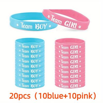 TEMU Boy Or Girl Gender Reveal Party Bracelet Wristbands Welcome Shower Decoration Silicone