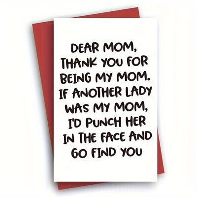 1pc Funny Birthday Card For Mom, Humorous Birthday Greeting Card For Mom, Christmas Mother's Day Card For Mom, Cool Mom Birthday Card