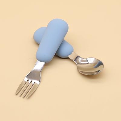 304 Stainless Steel Spoon And Fork With Silicone H...
