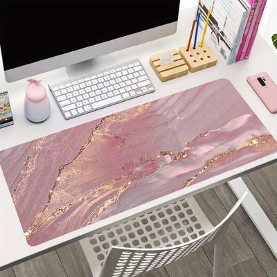 1pc Large Mouse Pad, Cute Desk Mat For Desktop, Rose Gold Marble Computer Pc Laptop Protector Writing Pads For School Office Home