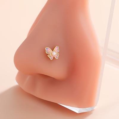 1pc Colorful Butterfly Nose Stud Nail Ring Inlaid ...