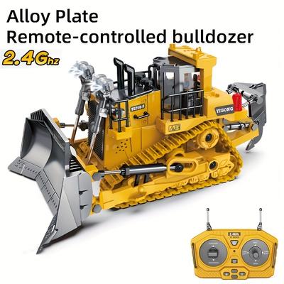 9 Channels Remote Control Bulldozer, 2.4ghz Rc Construction Vehicle Truck Toys With Alloy Metal Light.sound, Rechargeable 2 Battery For Boys And Girls Halloween Thanksgiving Christmas Gift