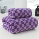 Checkerboard Bath Linen Sets, Absorbent Thickened Towel Set Of 2 - 1 Bath Towel + 1 Hand Towel - Perfect Towel Gift For Men And Women, Bathroom Supplies, Home Supplies