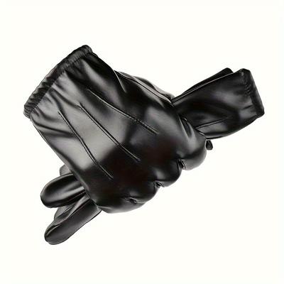 TEMU Touchscreen Leather Gloves For Men - Autumn And Winter Outdoor Riding - Goat Leather, Thin And Warm