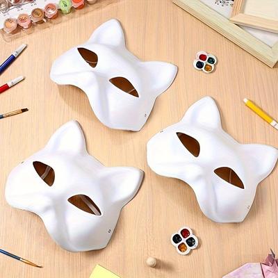 3pcs White Face Cat Mask, Cat Mask Diy White Paper...