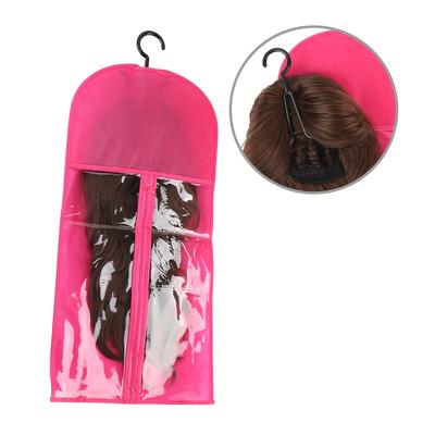 Wig Storage Bag With Hanger For Multiple Wigs, Dustproof Zipper Hanging Organizer Pvc Bag With Clear Window