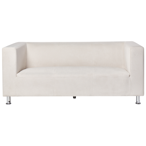 Sofa Cremeweiß Chenille Stoff 3-Sitzer Minimalistisch Modern Wohnzimmer