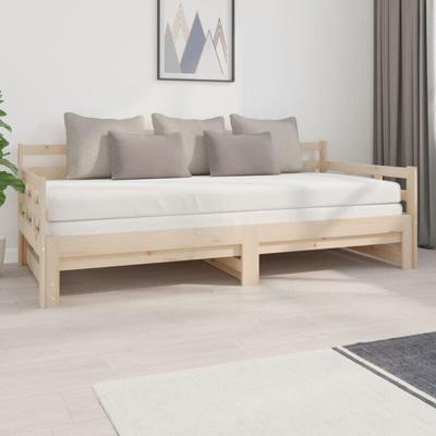 2-in-1-Tagesbett Ausziehbar für Gäste,Gästebett,Sofabett Massivholz Kiefer 2x(90x200) cm -BVE31870 Image
