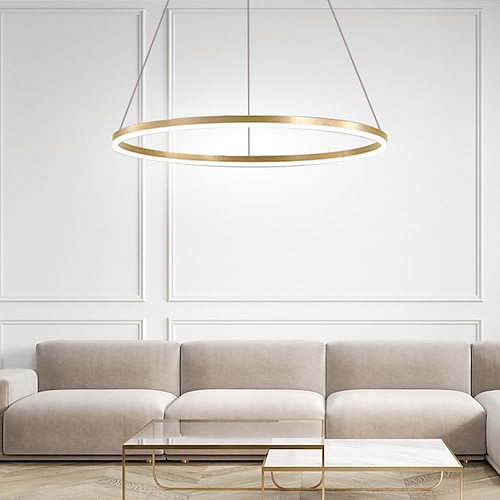 LED Pendelleuchte 40/60/80cm 1-flammig Ring Kreis Design dimmbar Aluminium lackierte Oberflächen luxuriöser moderner Stil Esszimmer Schlafzimmer Pendelleuchten 110-240V nur mit Fernbedienung dimmbar Image